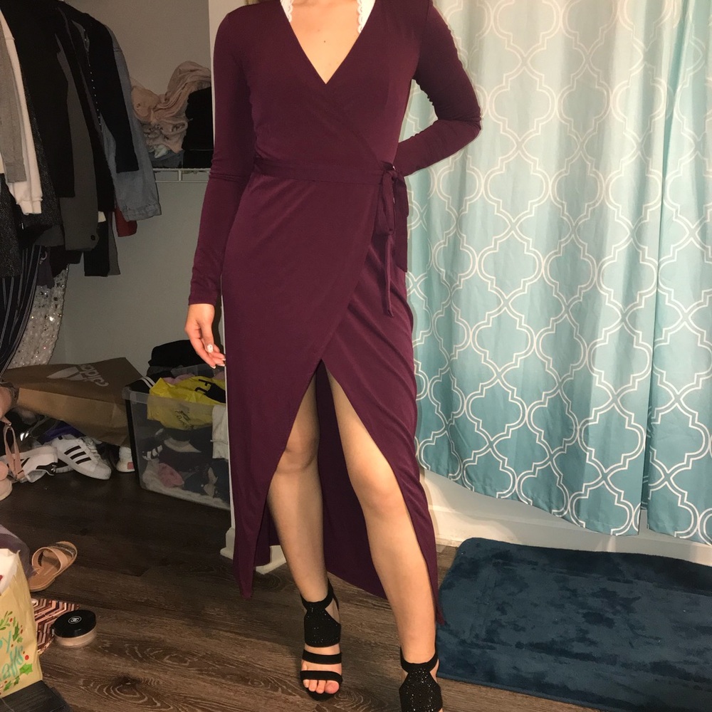 Forever 21 burgundy wrap around dress